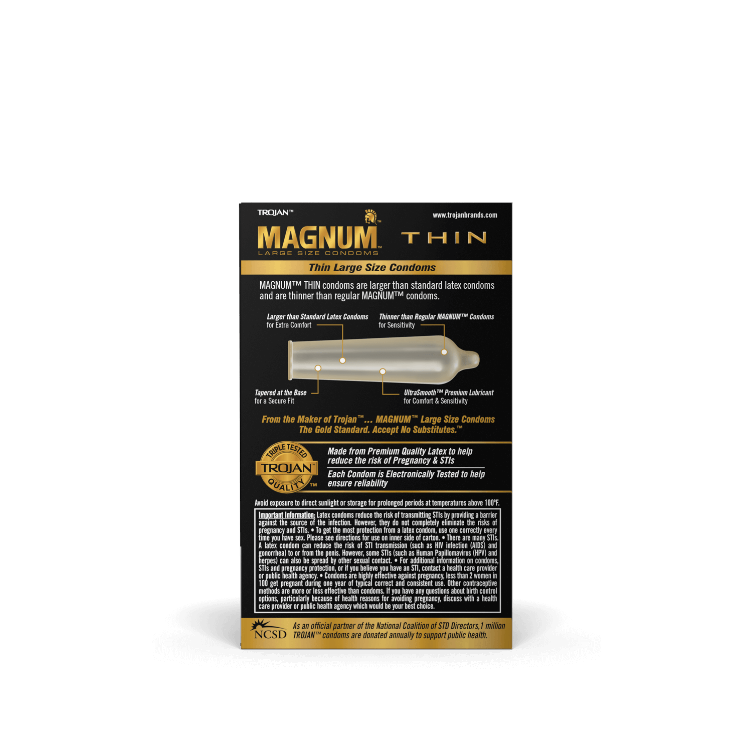 Magnum Thin Condom back of package.