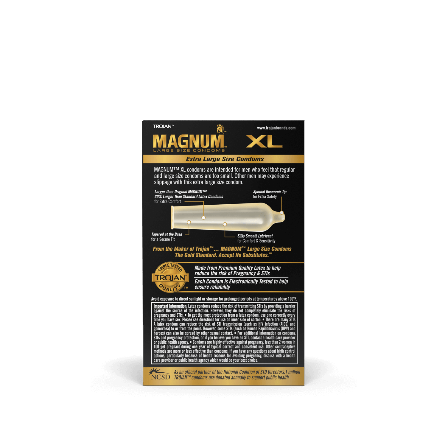 Magnum Extra Large Condom back of package.