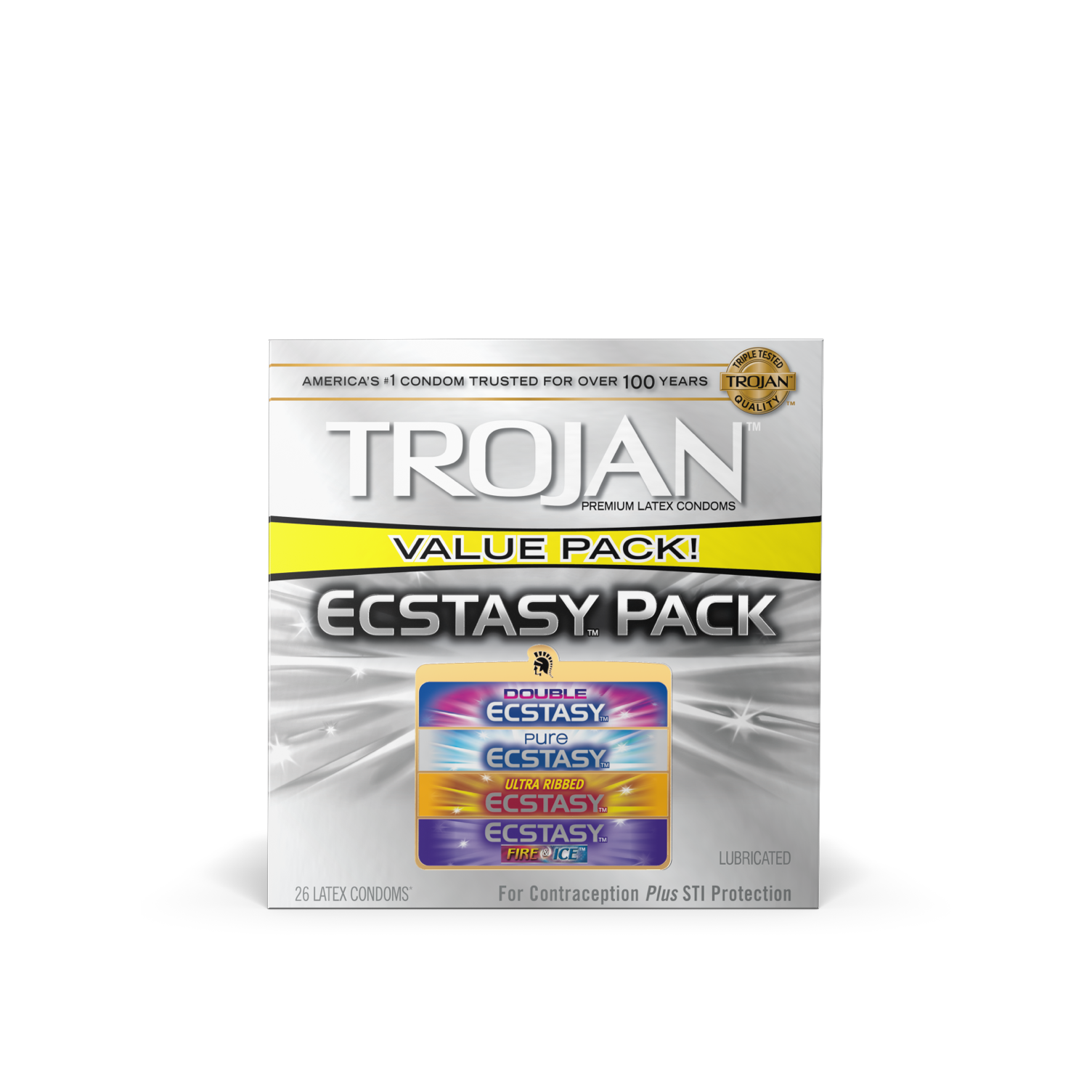 Trojan Ecstasy condom variety pack.