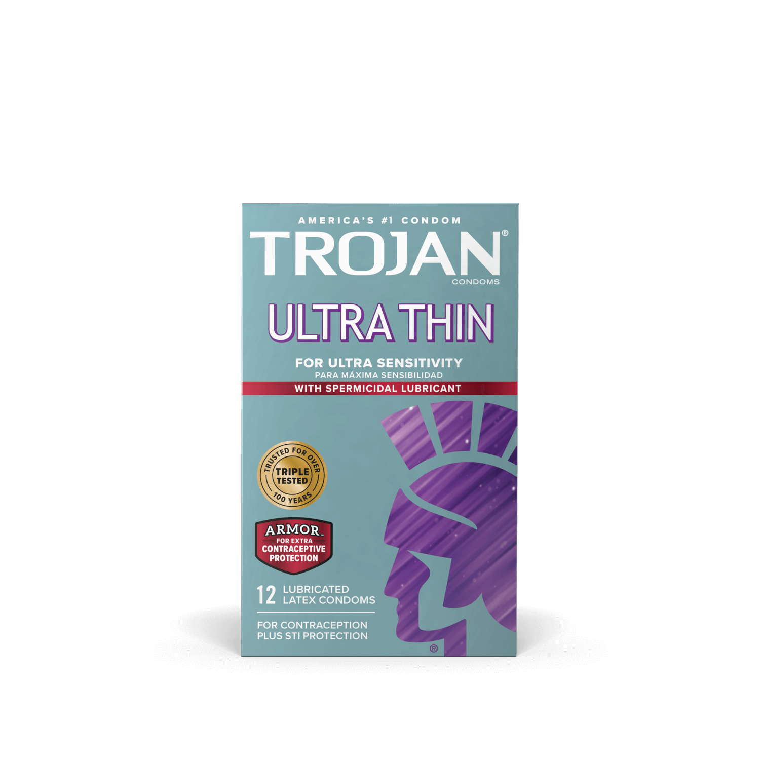  Trojan Condom Sensitivity Ultra Thin Spermicidal, 12 Count :  Health & Household