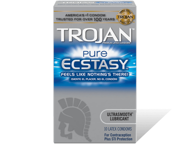 Trojan Pure Ecstasy Condoms with Ultrasmooth Lubricant.
